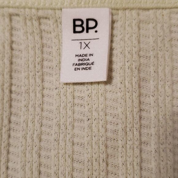 NEW BP. Nordstrom Ribbed Henley Tank Button Down Limecream Size 1X - Picture 3 of 5